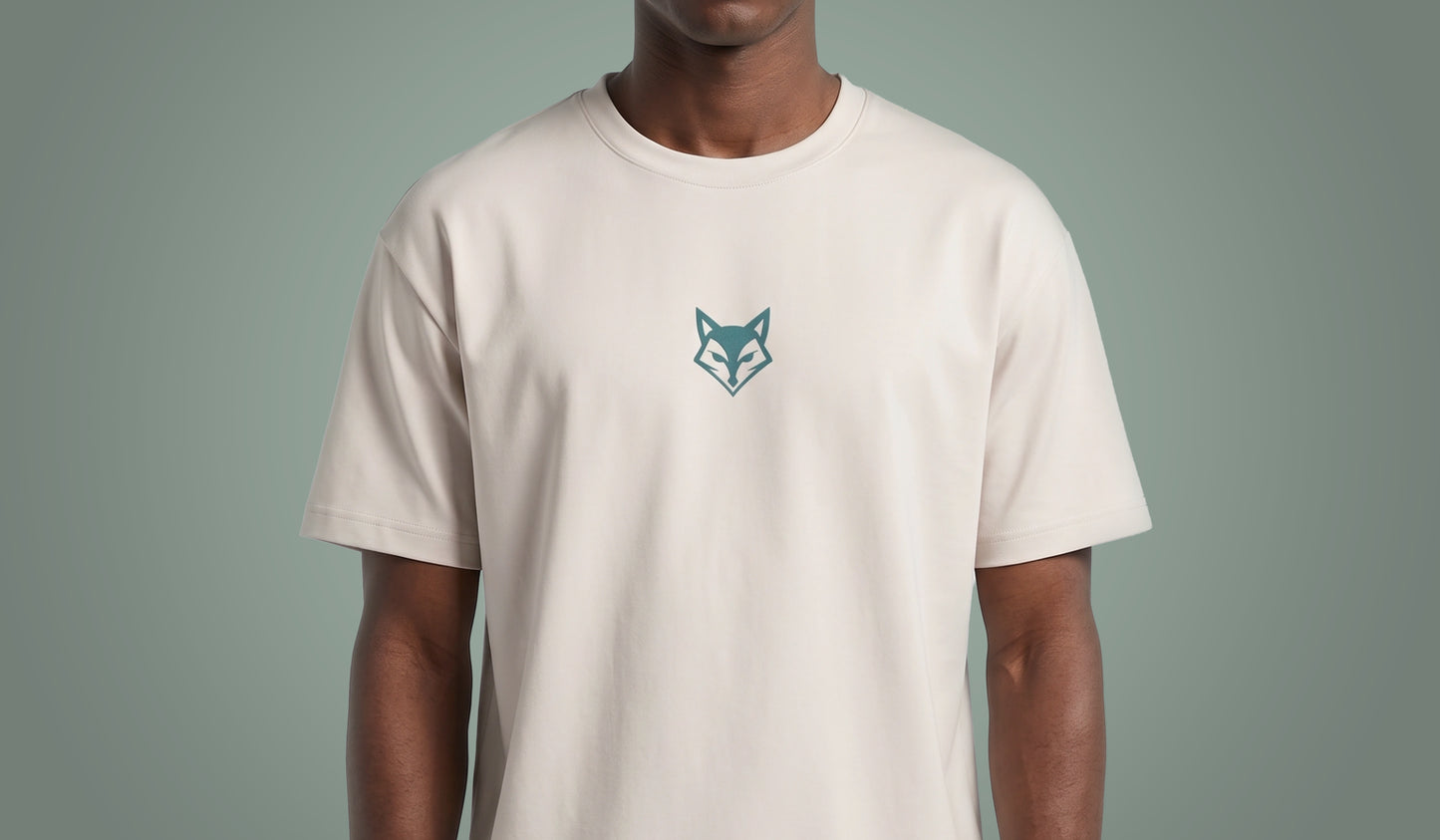 T-shirt Lifestyle Mental Rush écru vu de face, broderie renard centrée